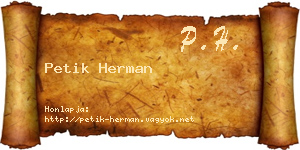 Petik Herman névjegykártya